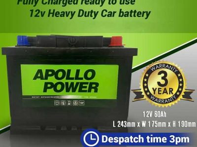Heavy Duty Calcium Silver Car Battery TYPE 075 SuperBatt XC075-12V 60AH 600A 